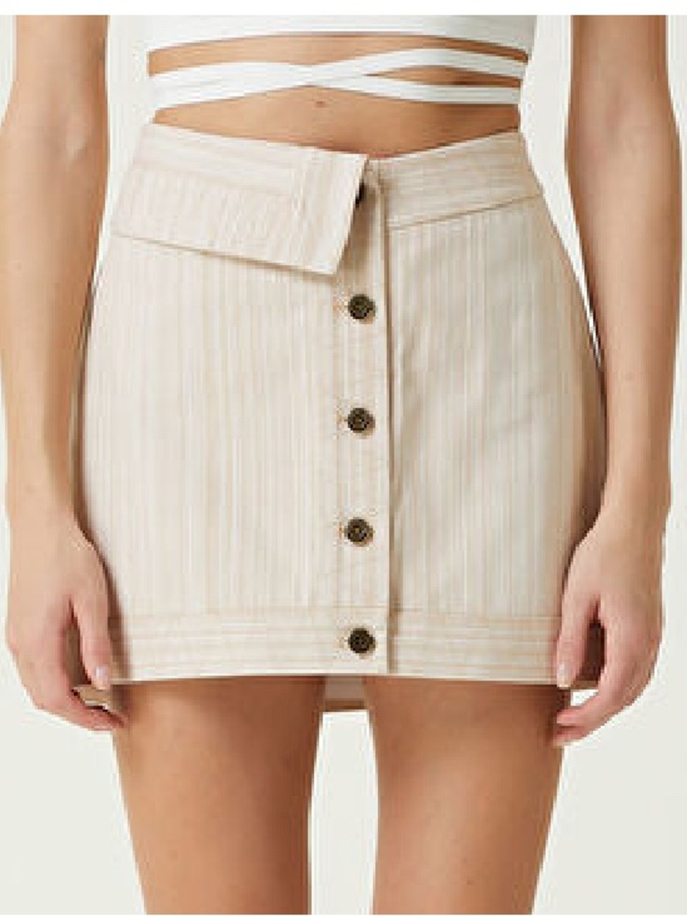 Significant other Lettie Micro Ecru Striped Mini Skirt US6